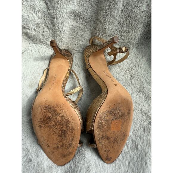 Alexandre Birman Python-Embossed Ankle Tie Heels Beige Leather Sandals 40 / 9.5 - Picture 7 of 9